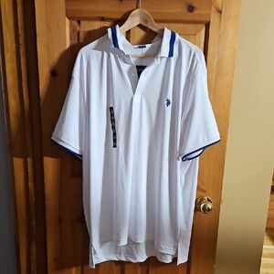 U.S. Polo Assn. White Polo Shirt with Blue Trim